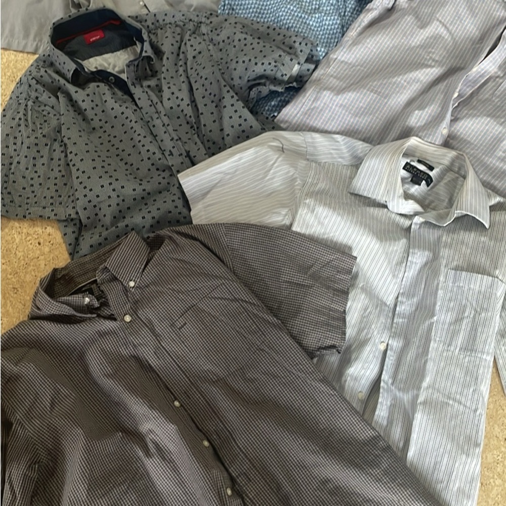 Alfani Gray Casual Button Down Shirt Textured Fabric